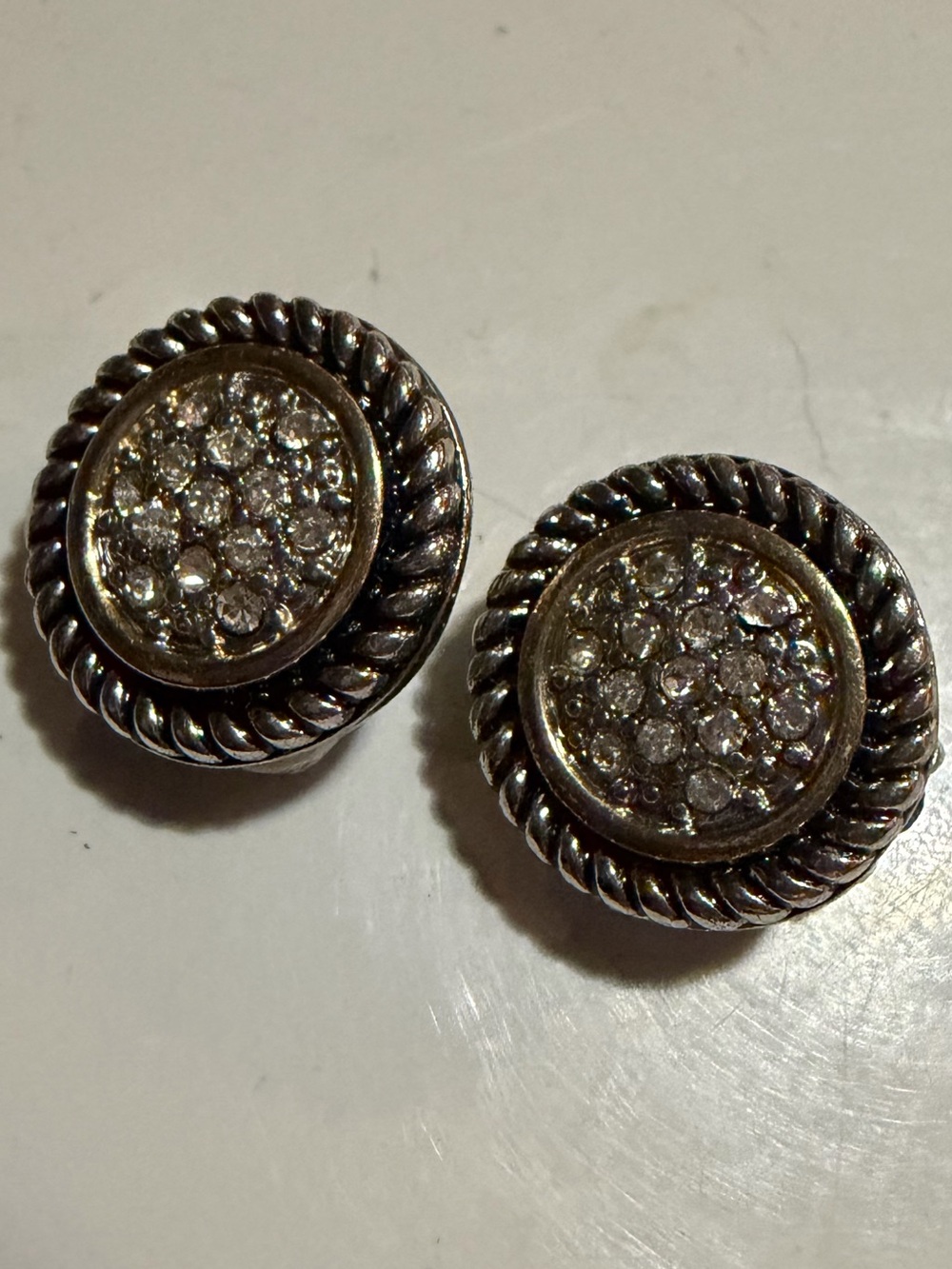 3/$20 Classic Round Crystal Clip-on Earrings in Silver Tone